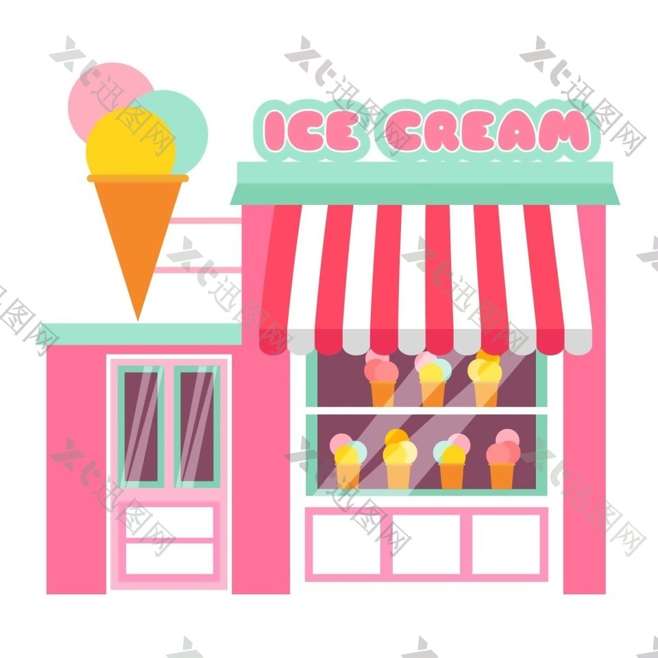 粉色冰淇淋店元素