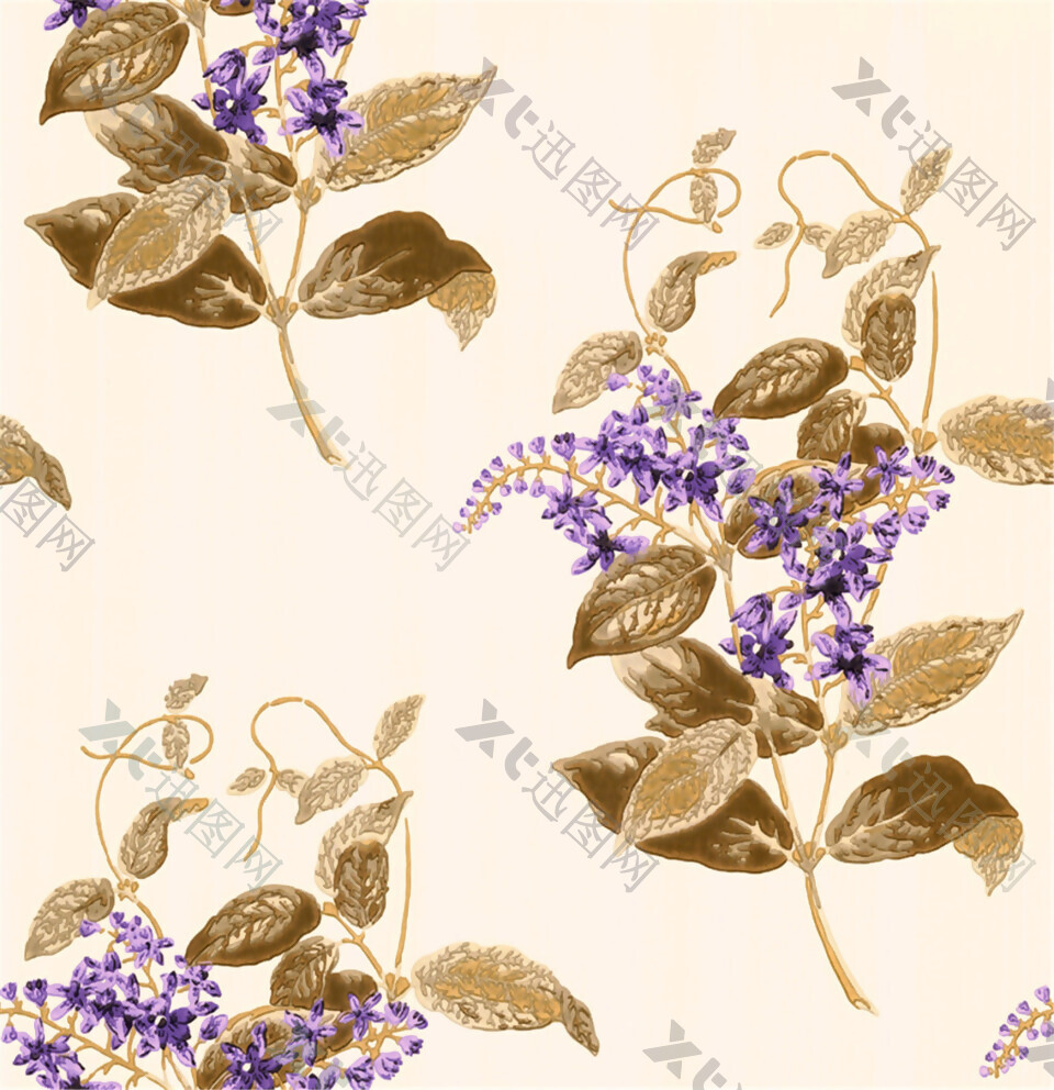 素雅风格蓝紫色花朵壁纸图案