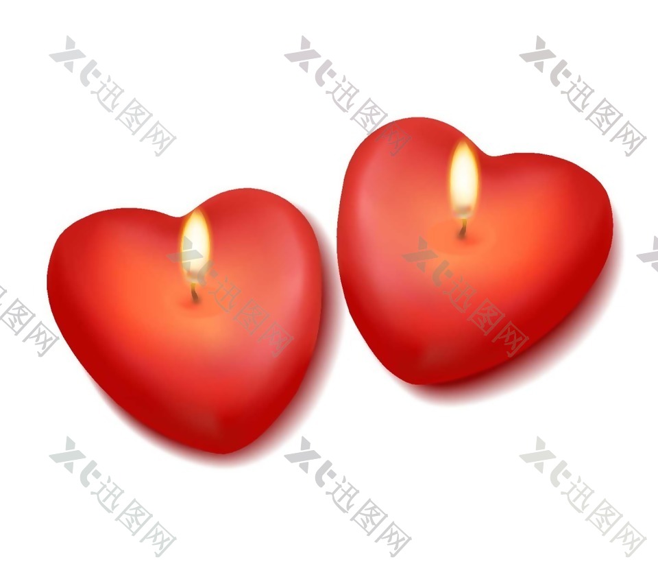 爱情心形蜡烛png元素