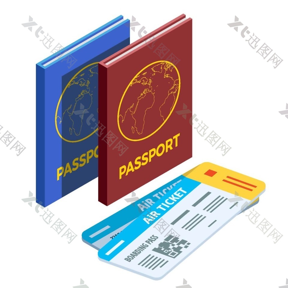 签证机票png元素