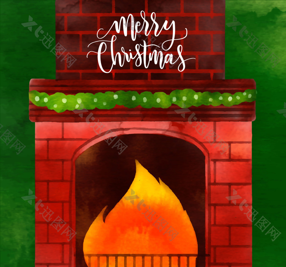 壁炉与壁炉的圣诞背景