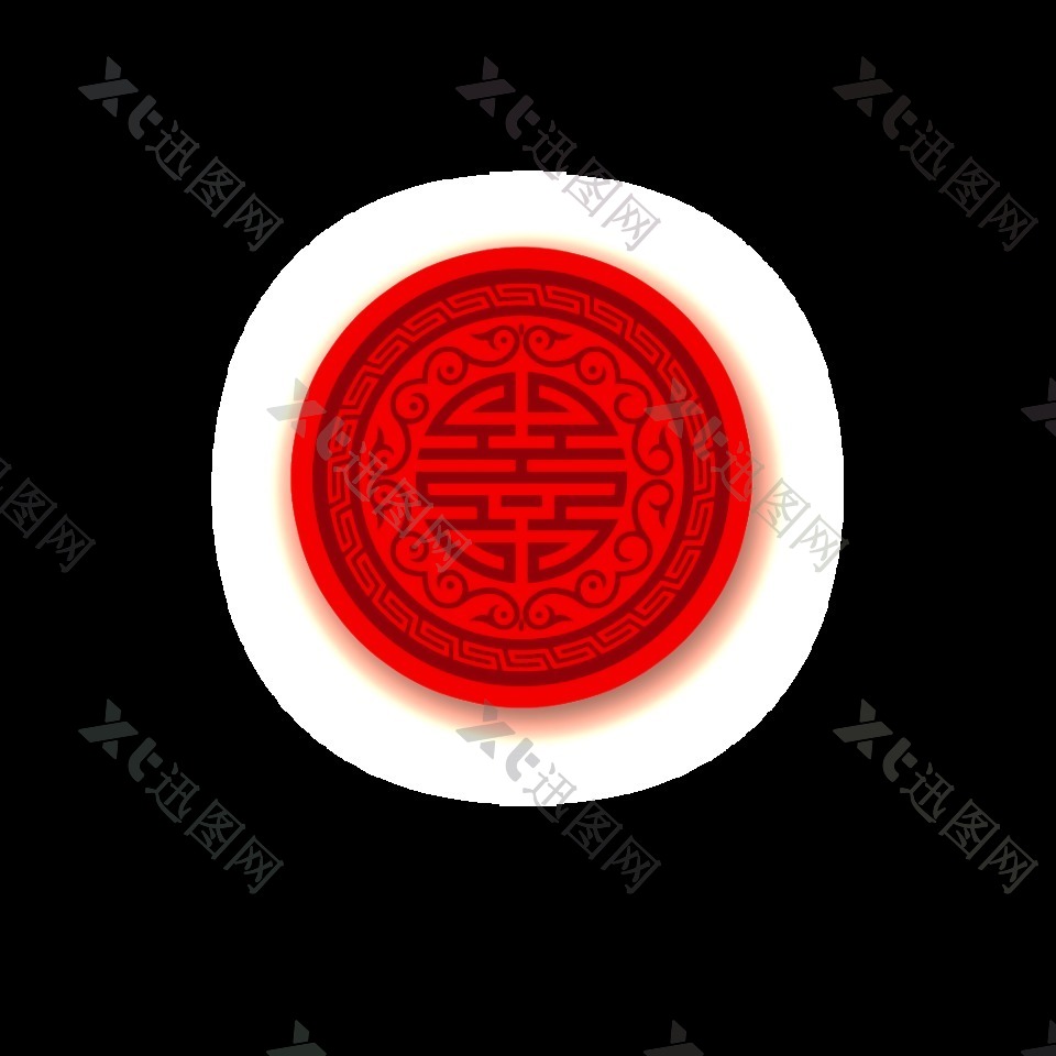 圆形红色古典花纹装饰素材
