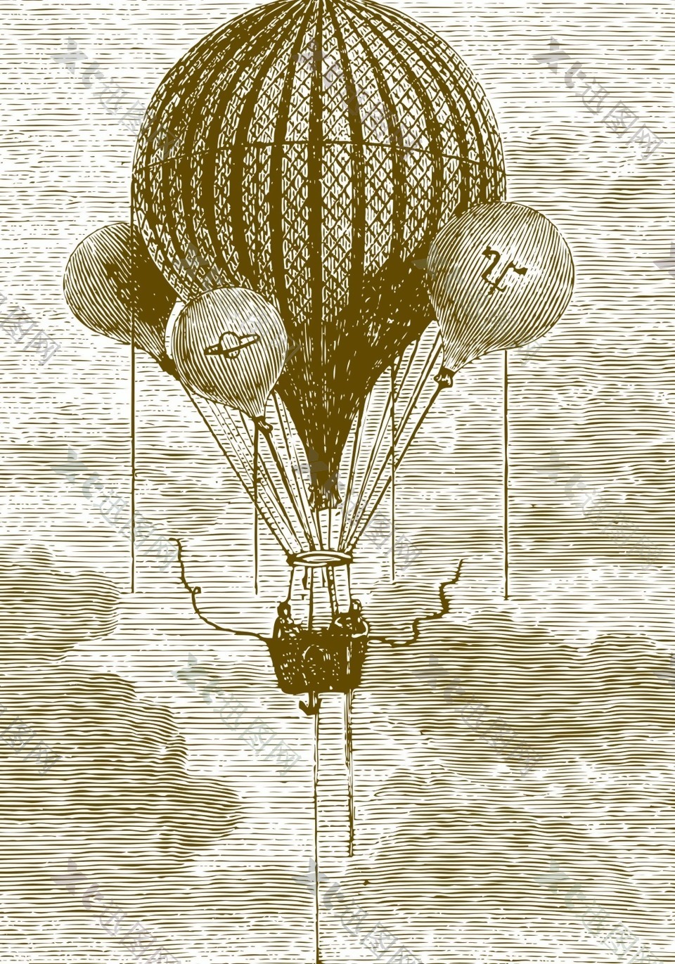 复古热气球背景装饰