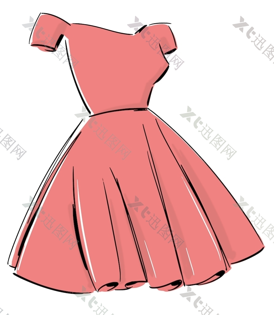 粉红裙子卡通矢量素材