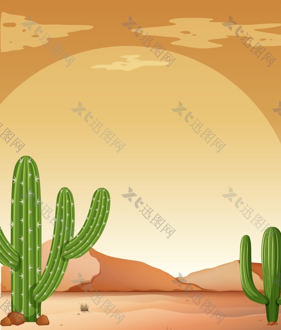 沙漠中仙人掌的背景景色
