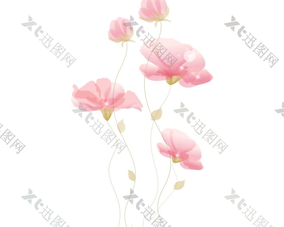 温馨粉色花朵png元素