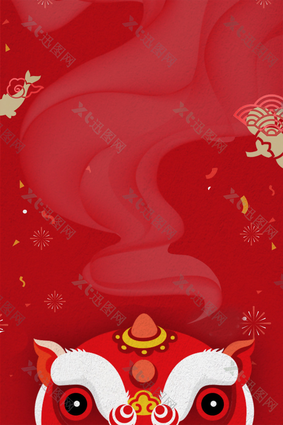 红色喜庆新年扁平背景