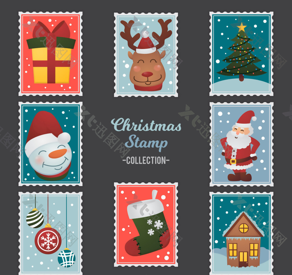 圣诞角色元素邮票