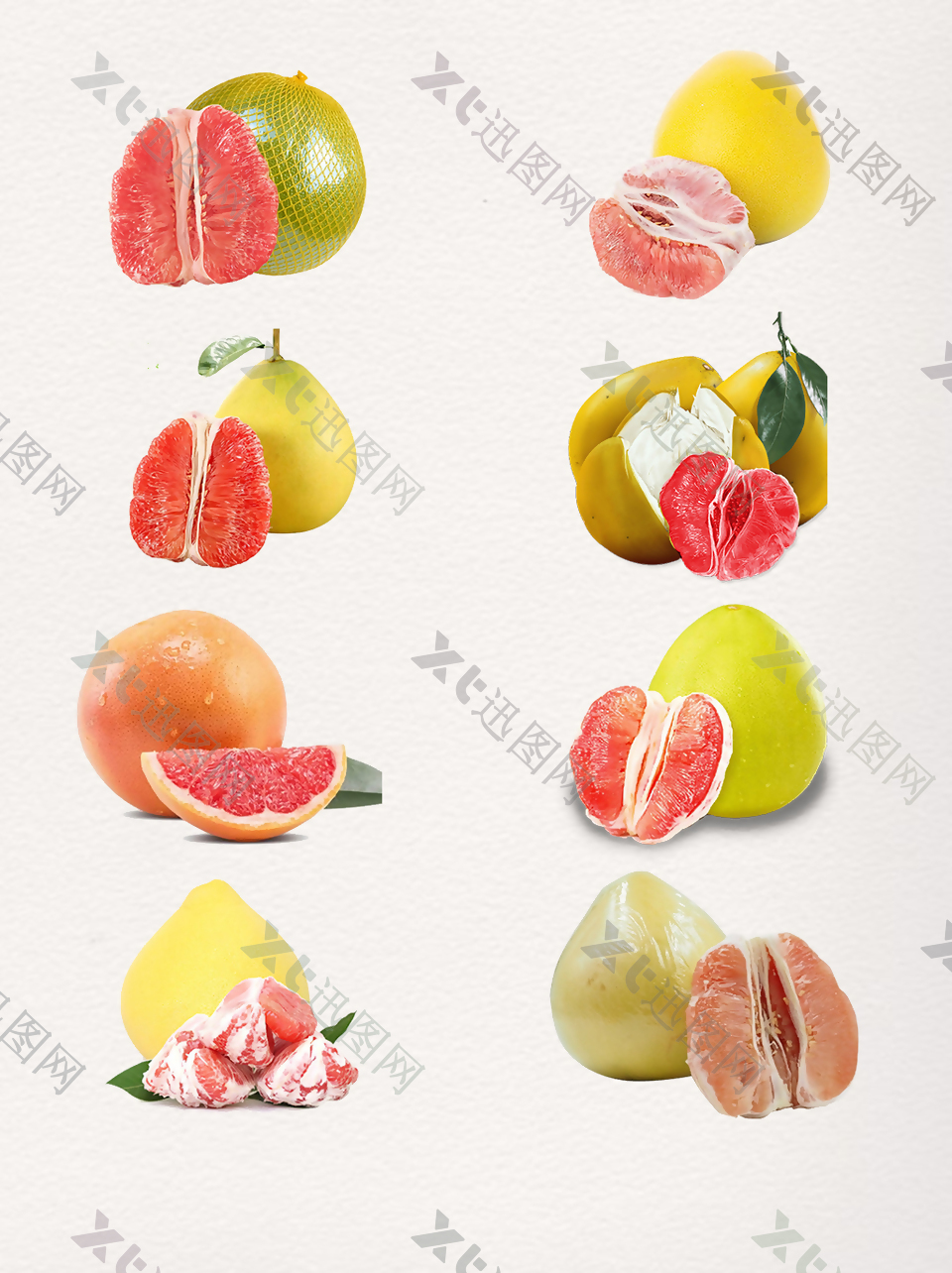 一组剥开的柚子图案