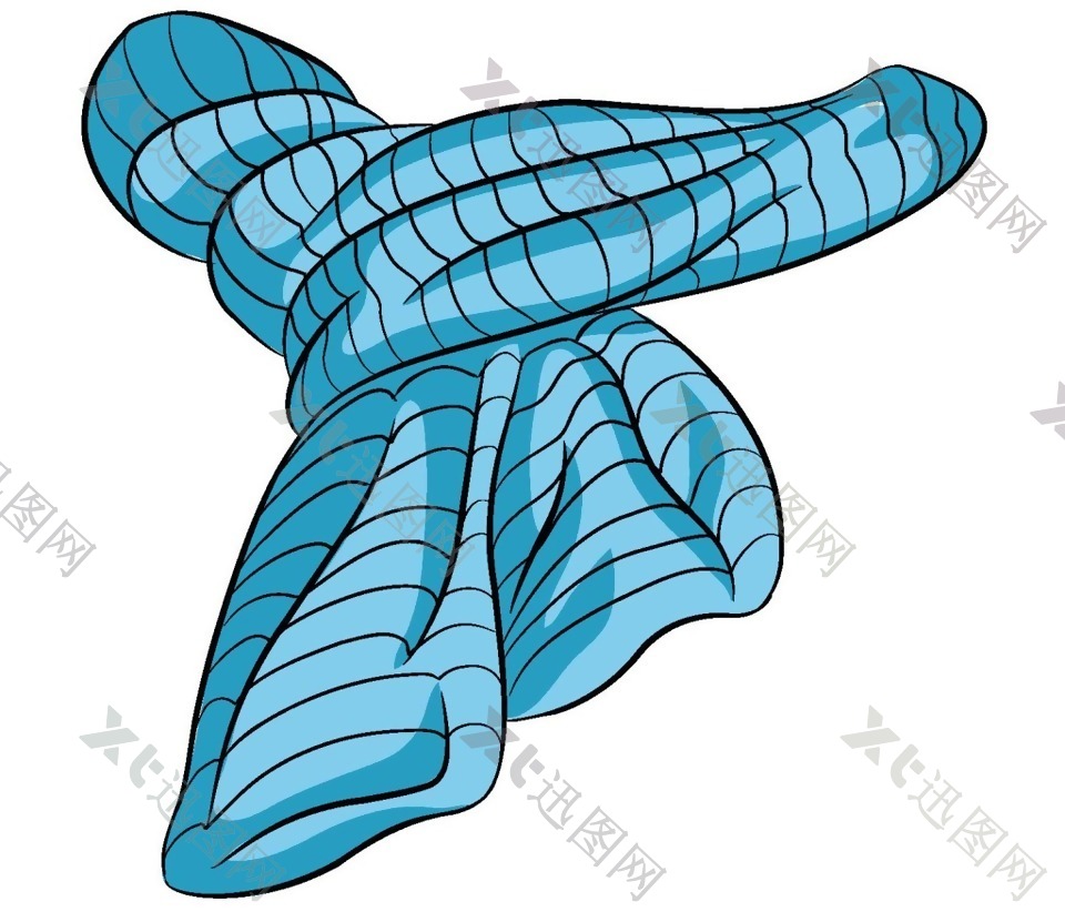 蓝色创意围巾png元素