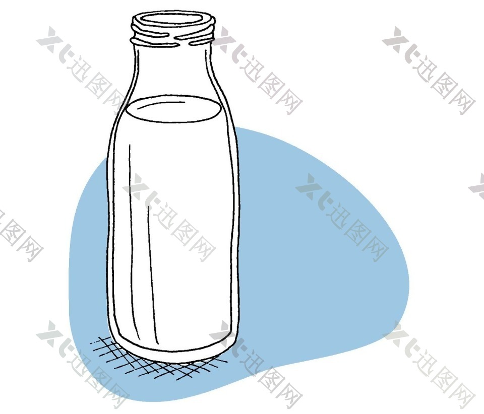 卡通透明牛奶瓶png元素