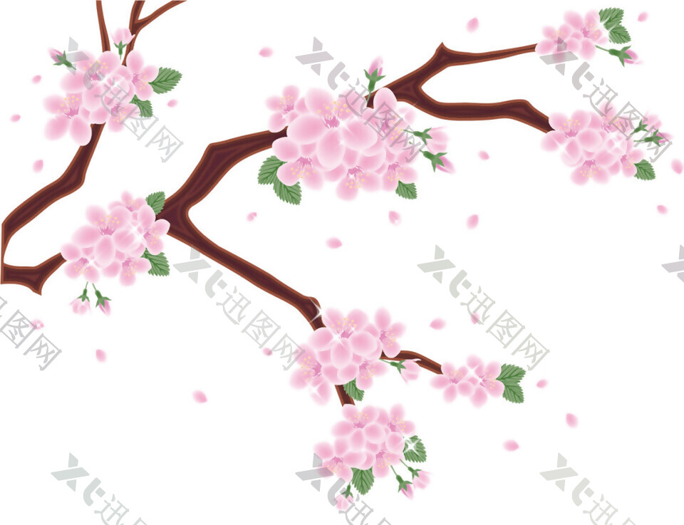 清新粉色樱花装饰元素