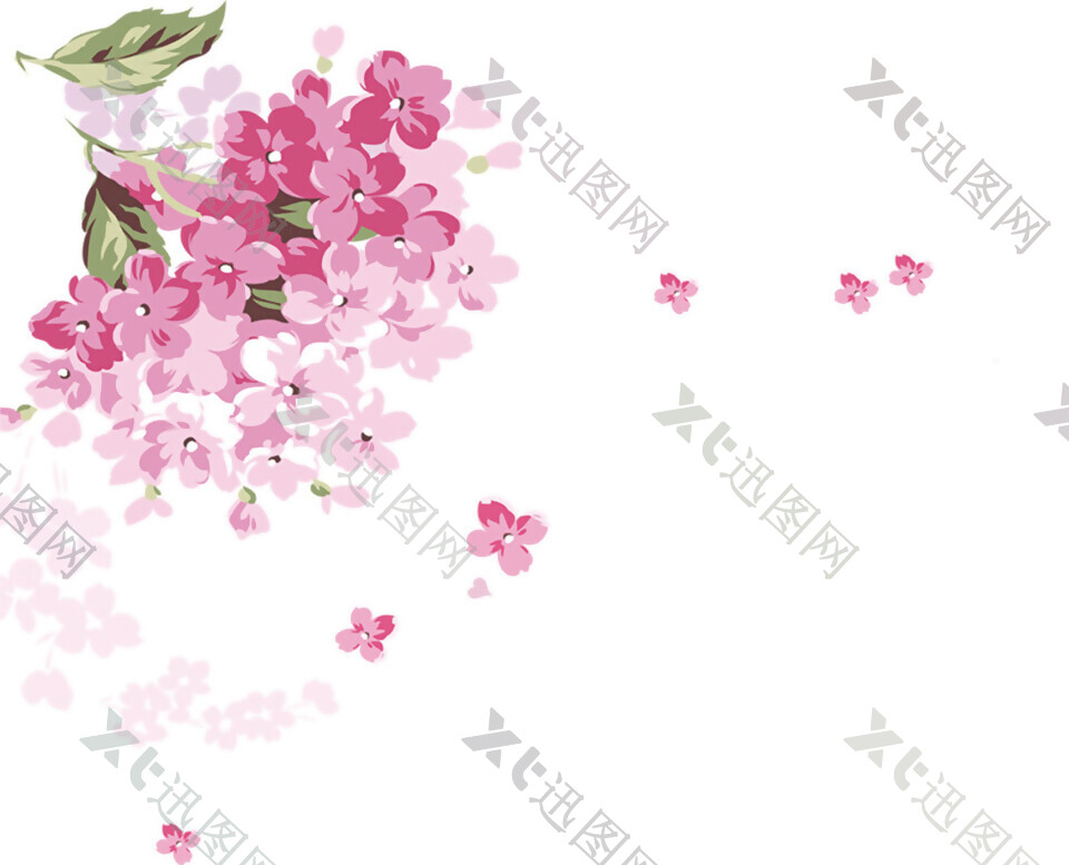 中国风紫红色樱花装饰元素