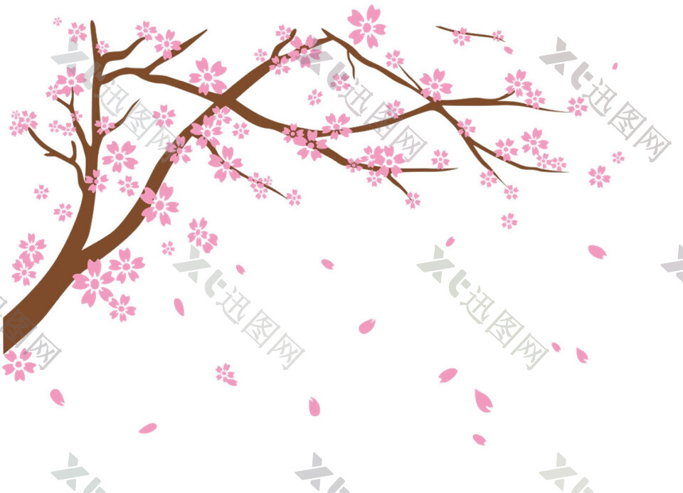 清新粉色花瓣樱花装饰元素