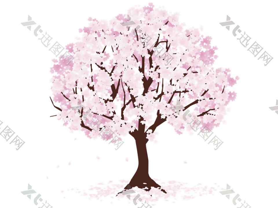 清新风格粉白色花瓣樱花装饰元素