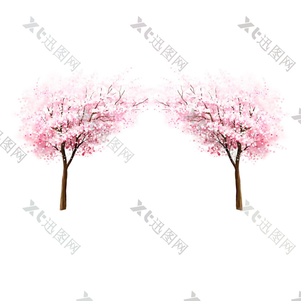 清新风格大樱花树装饰元素