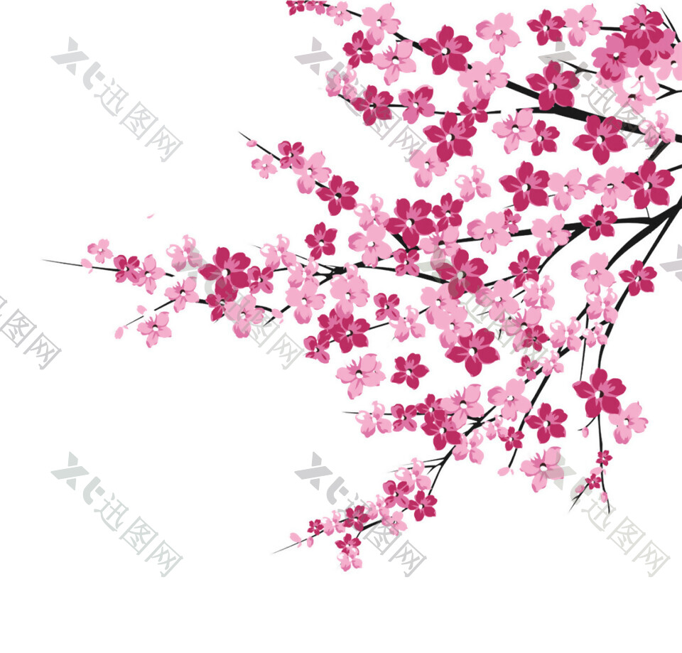 清新风格粉色系花朵樱花装饰元素