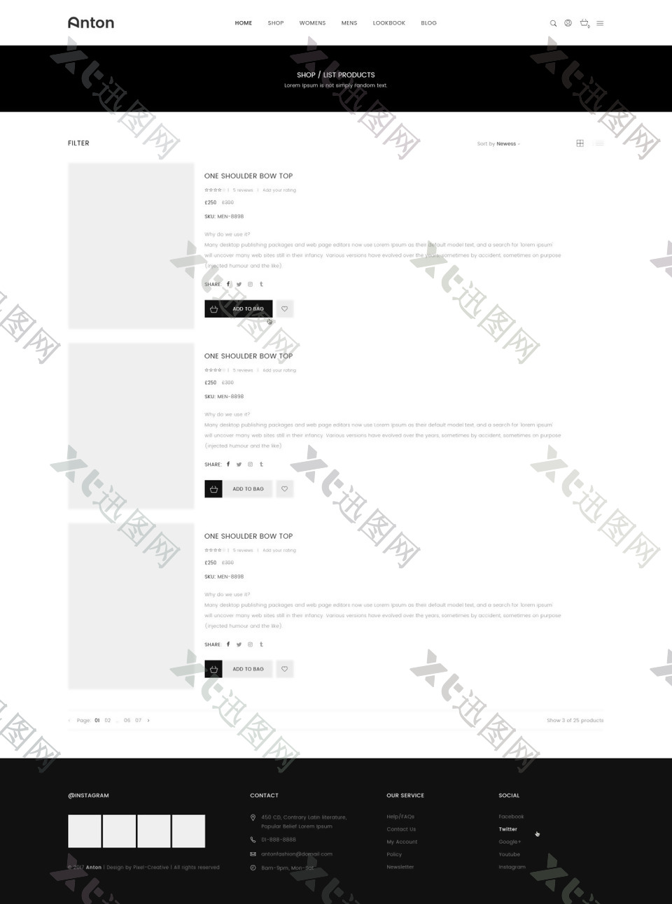 UI网页电商产品列表黑白灰简约PSD模板