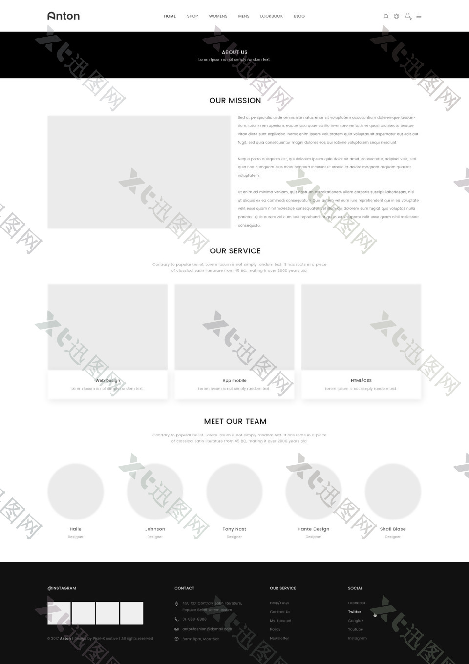 UI网页关于我们简介黑白灰简约PSD模板