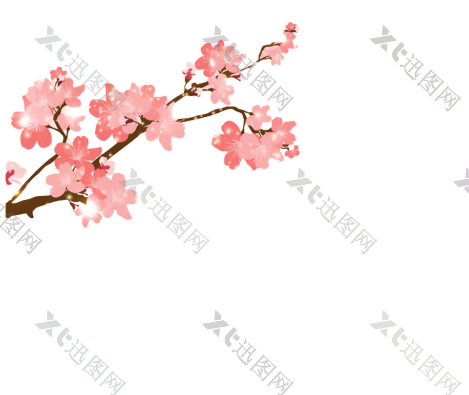 清新红粉色花瓣樱花装饰元素