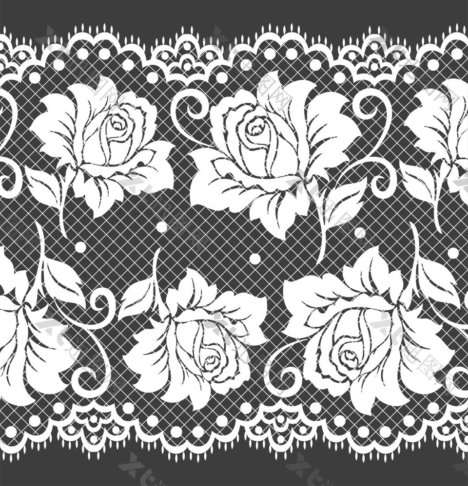 黑白玫瑰花蕾丝图案