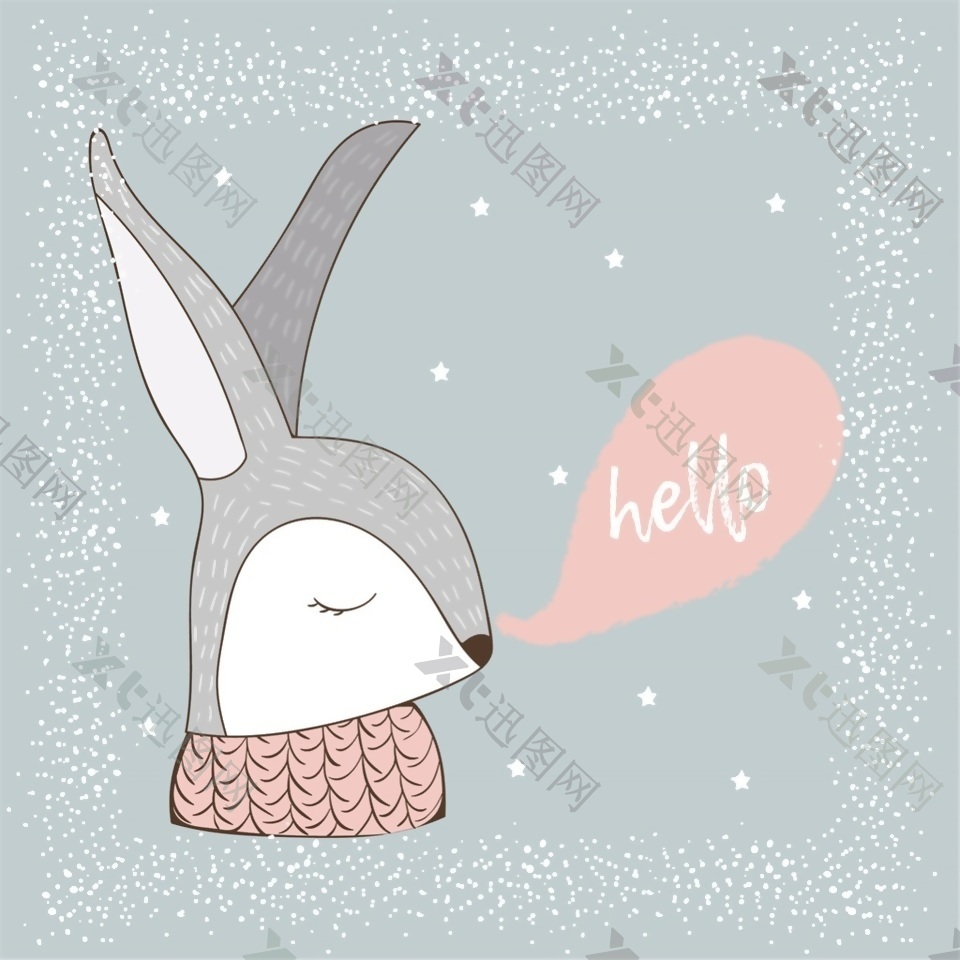 冬眠小兔子卡通圣诞节动态装饰素材