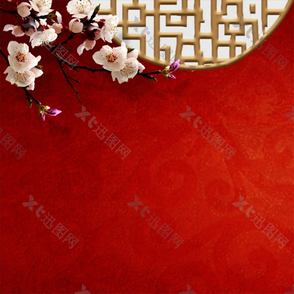 中国风花朵新年PSD主图设计