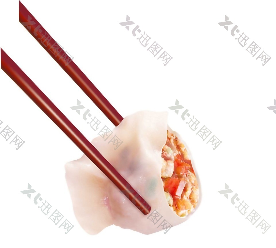 红色筷子饺子元素