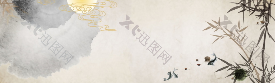 中式古典水墨banner背景设计