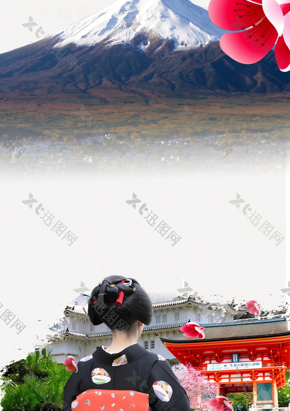 日本旅游富士山海报背景设计