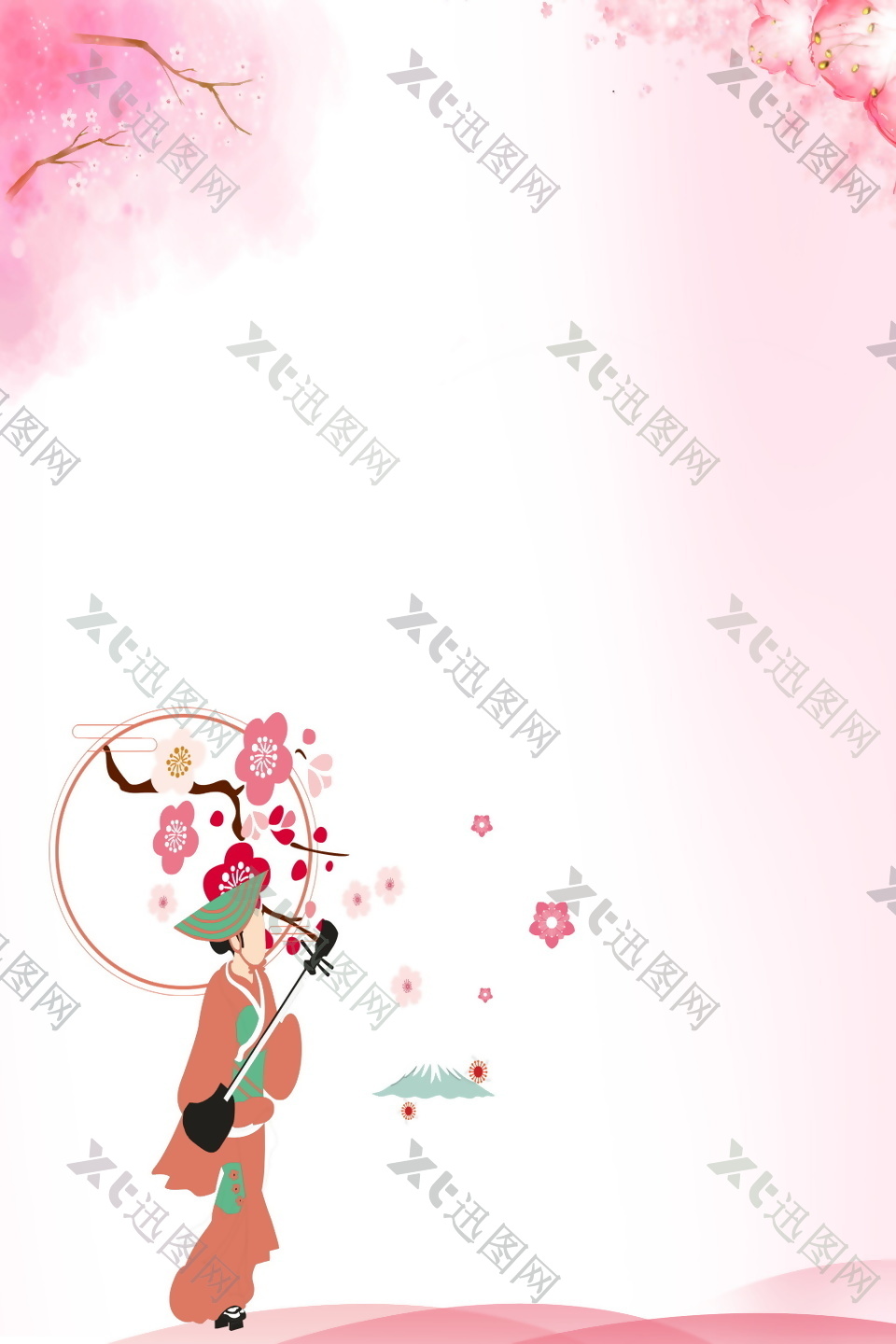 粉色日本樱花节海报背景设计