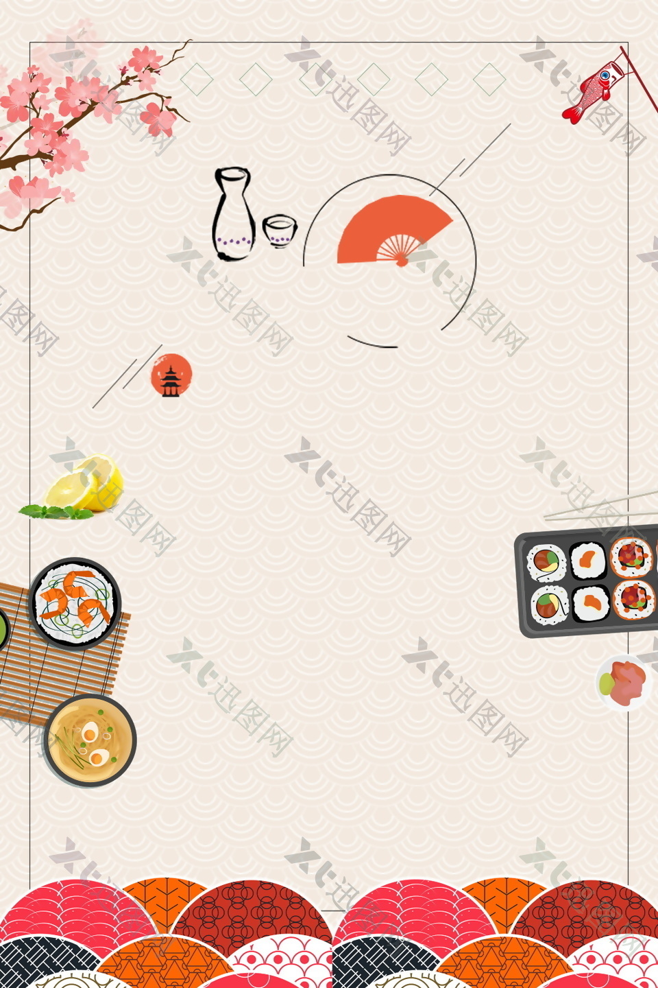 创意日本美食旅游海报背景设计