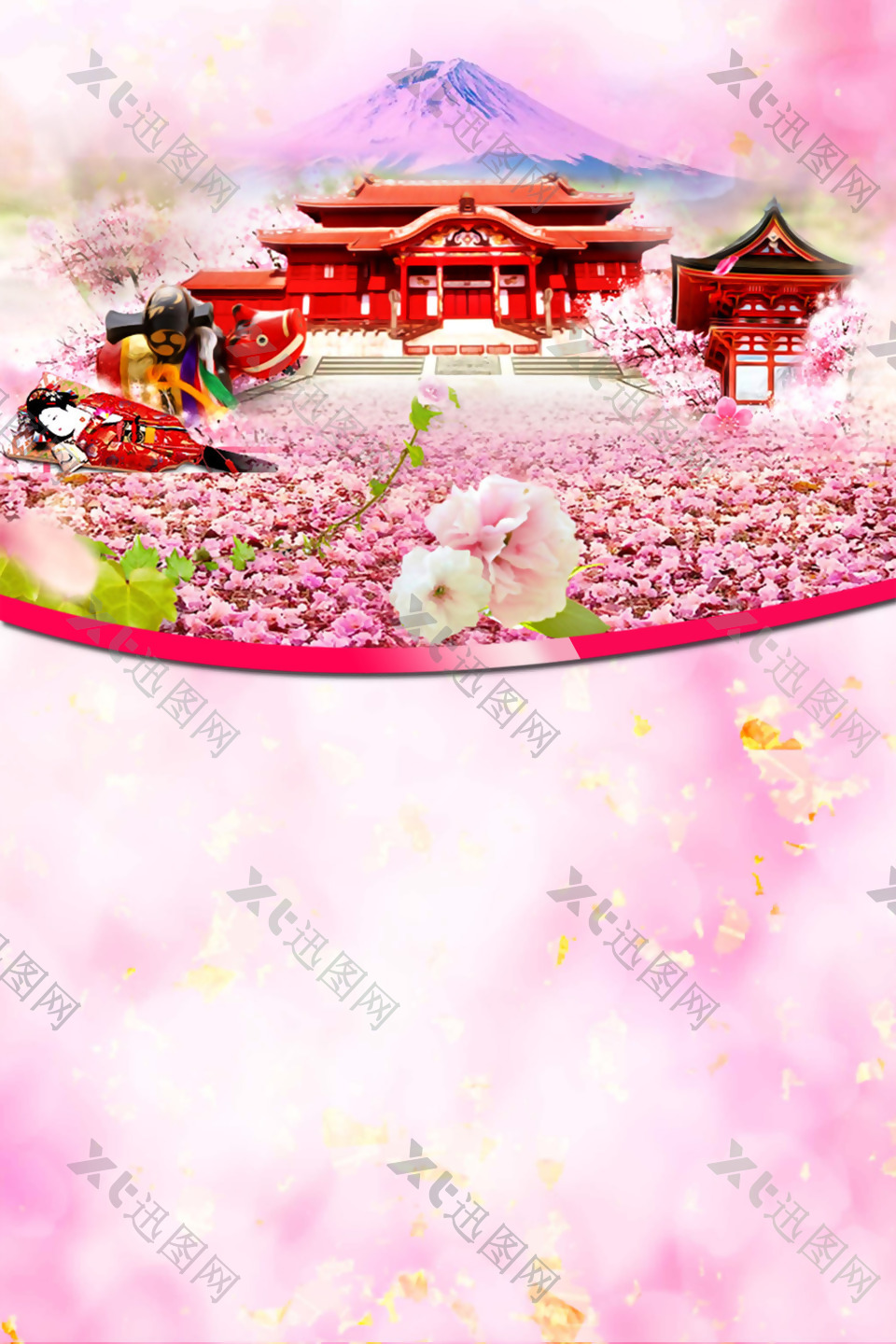 日本樱花节旅游背景设计