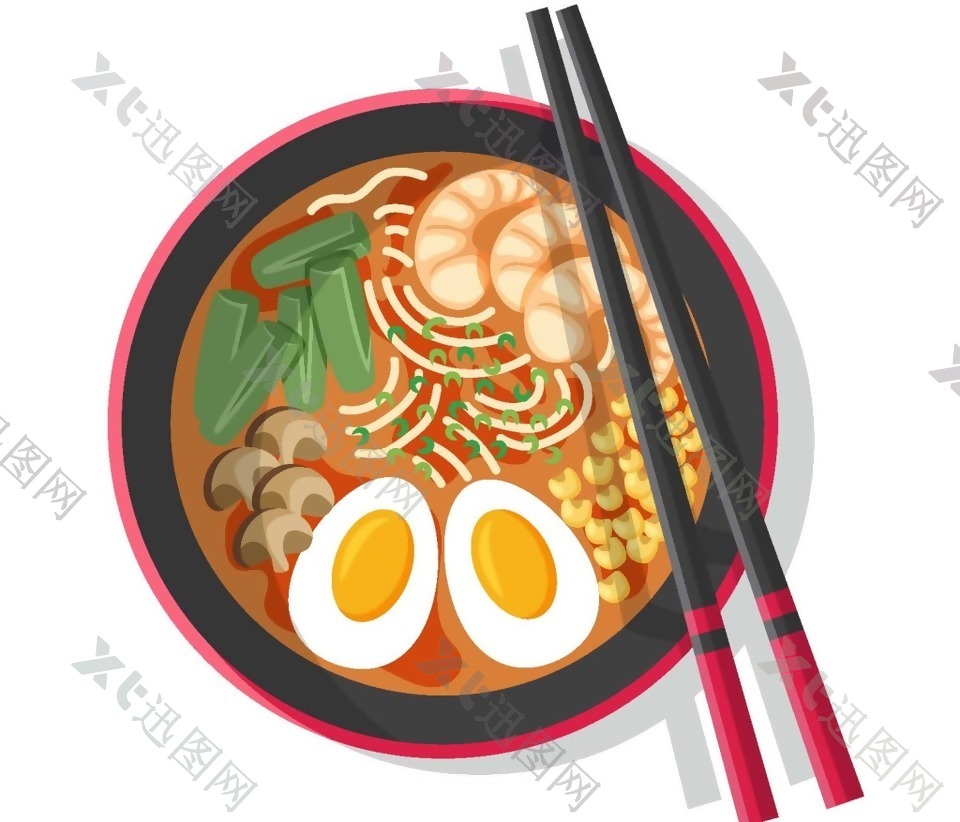 手绘食物筷子元素