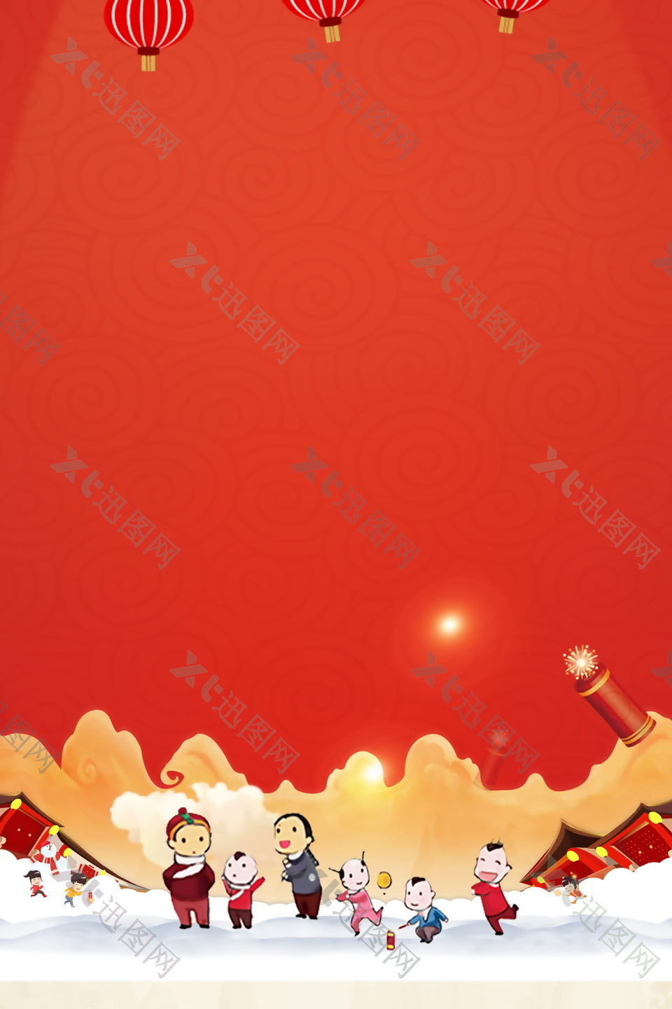 红色喜庆新年海报背景设计