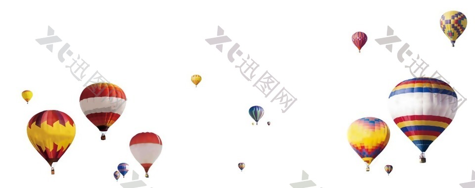 空中飞舞热气球png元素