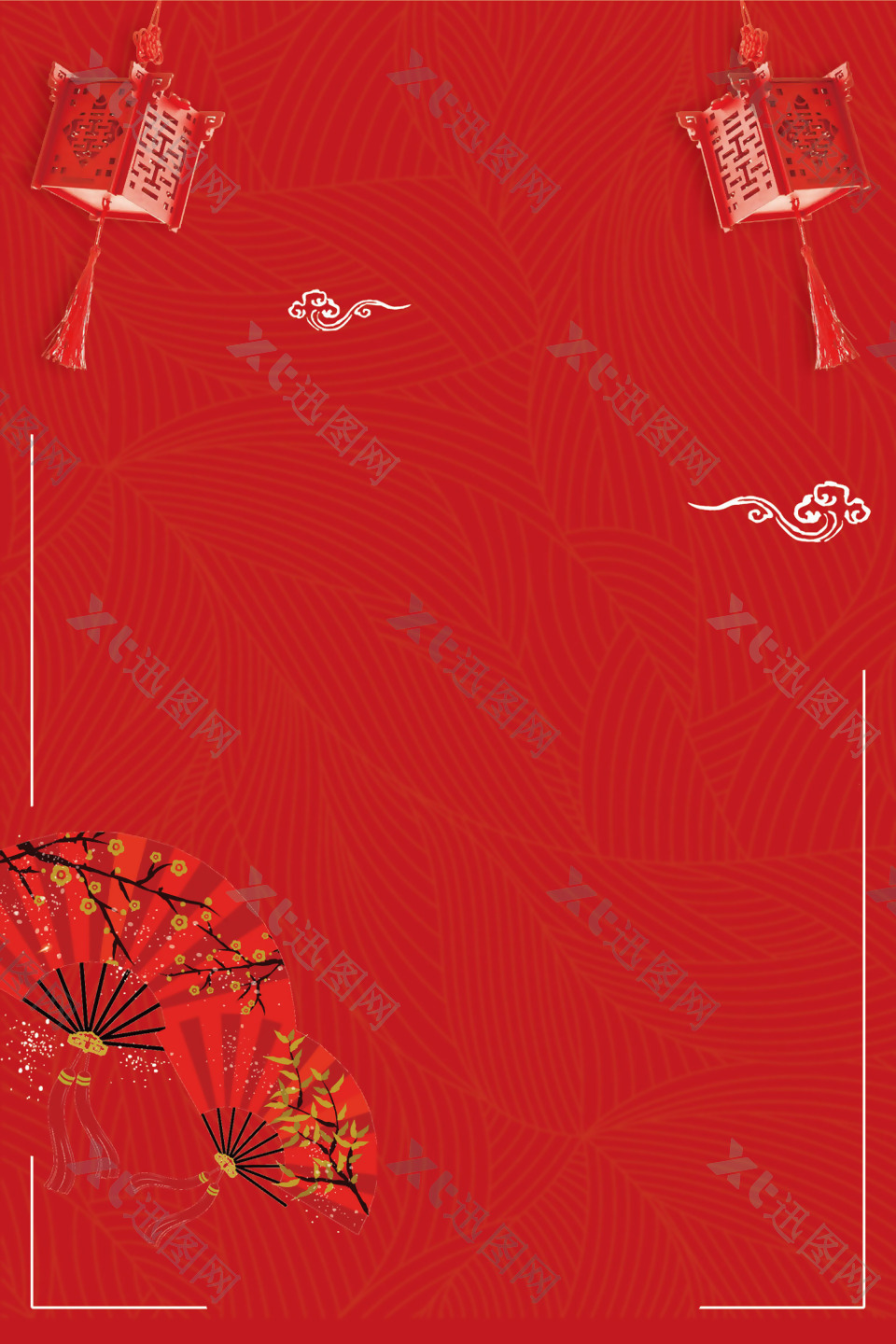 红色典雅新年海报背景设计