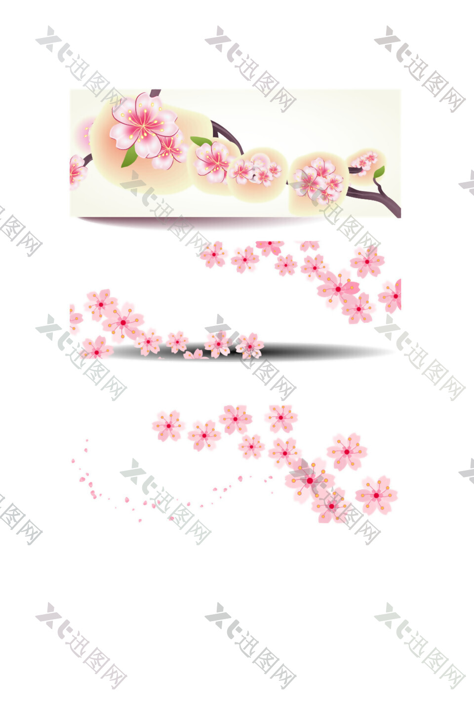 清新浅粉色花朵日本旅游装饰元素