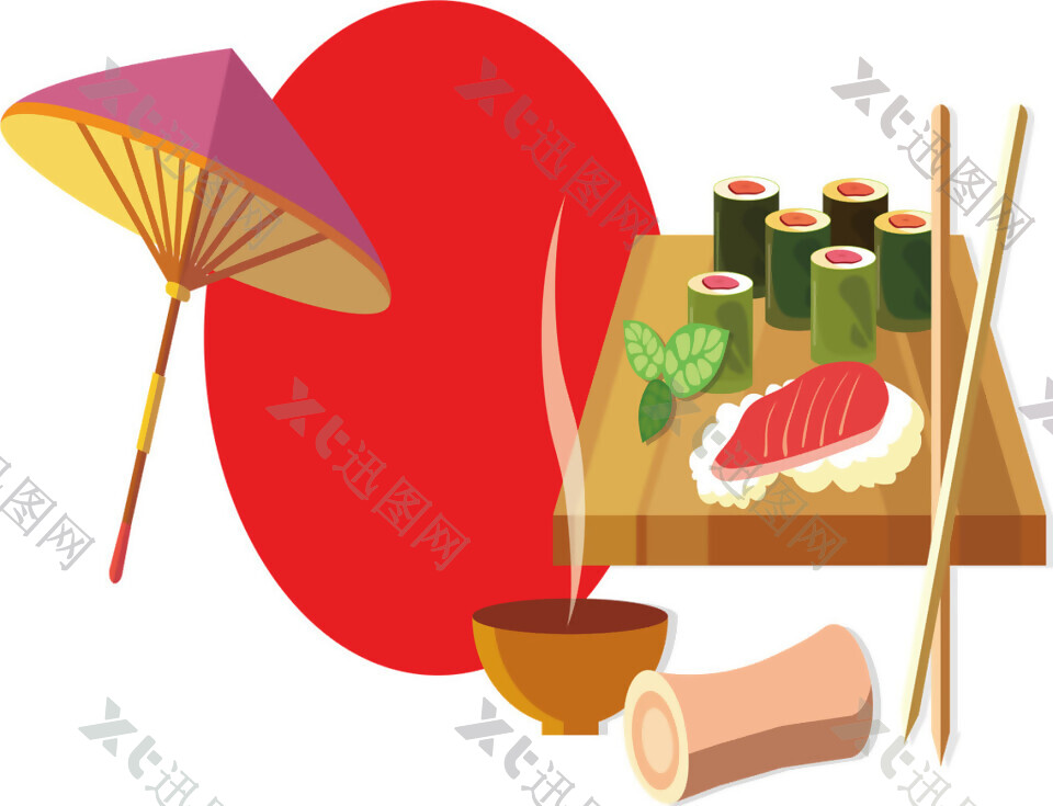 清新可爱食物手绘日本旅游装饰元素