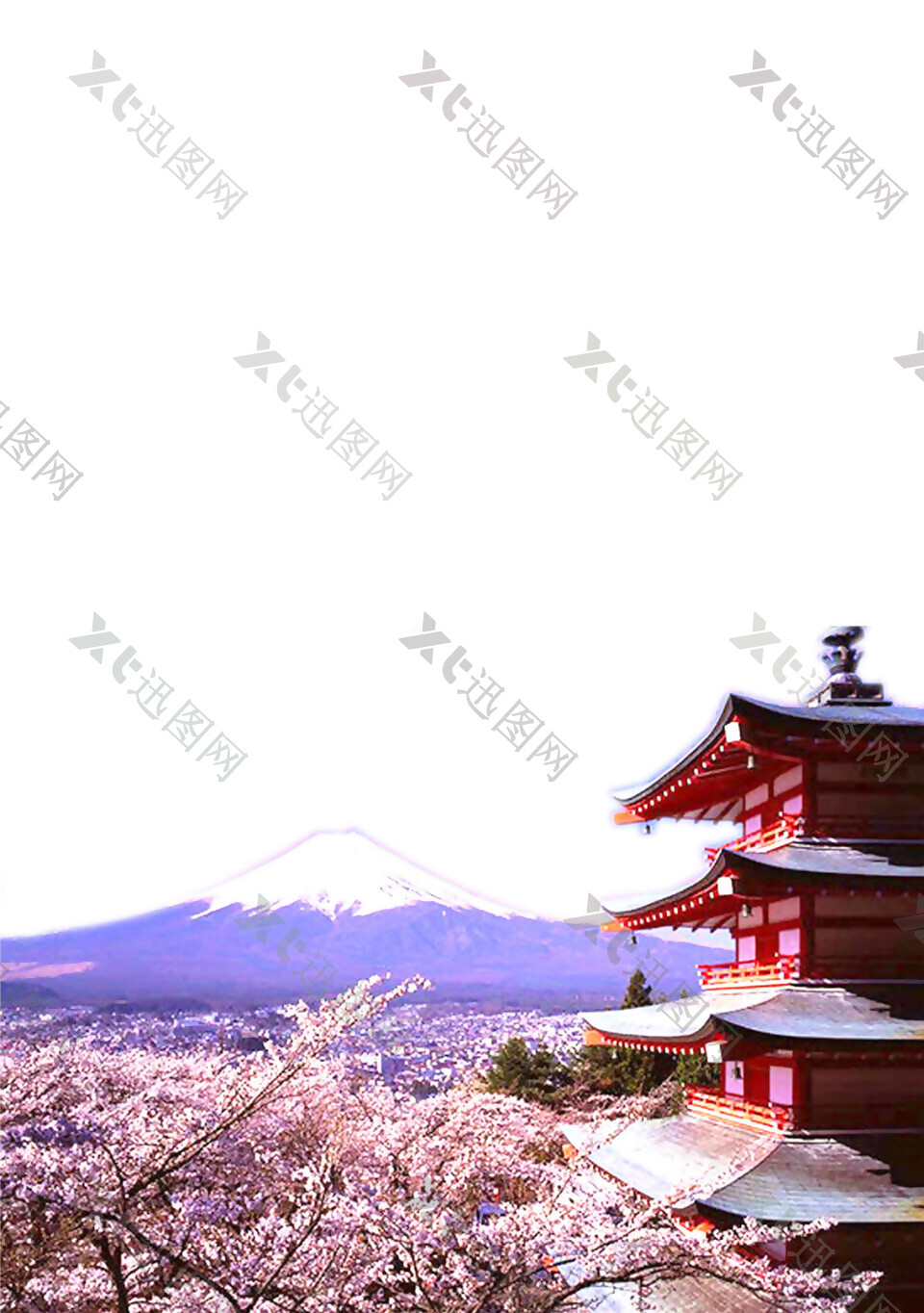 清新简约雪山风景日本旅游装饰元素