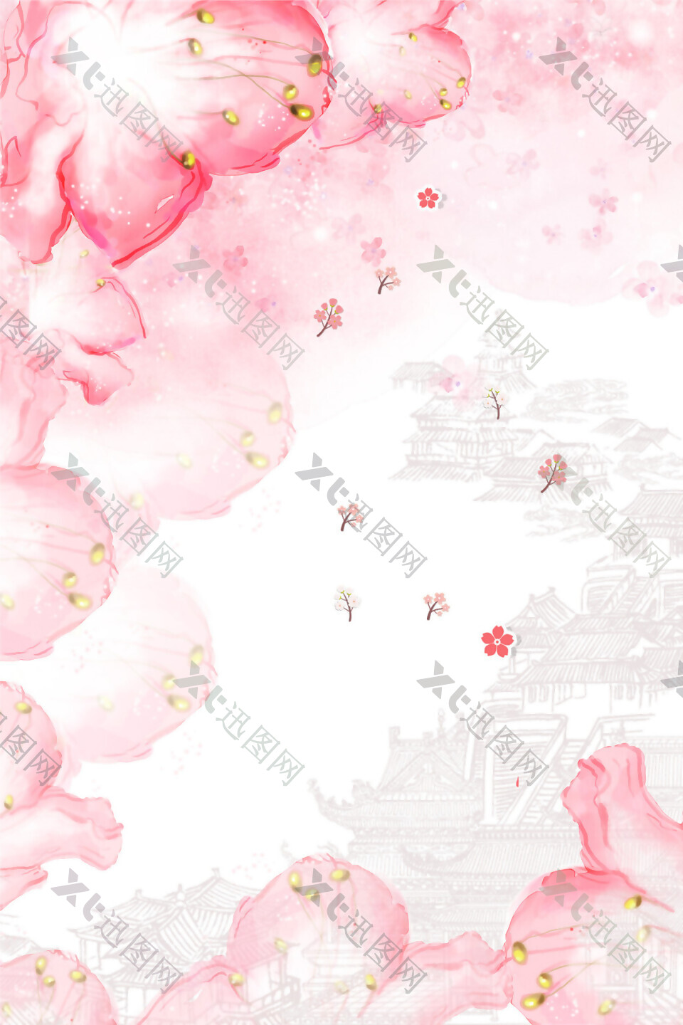 粉色少女心樱花日本旅游装饰元素