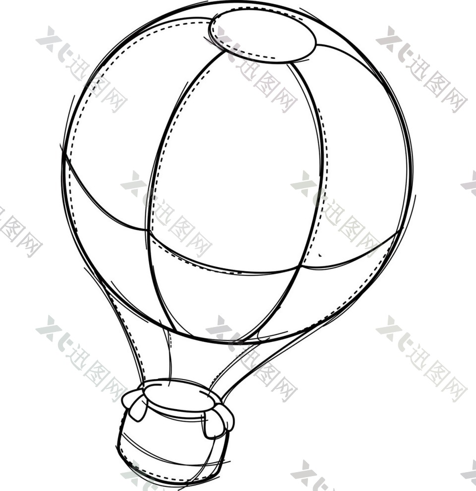 卡通手绘热气球png元素