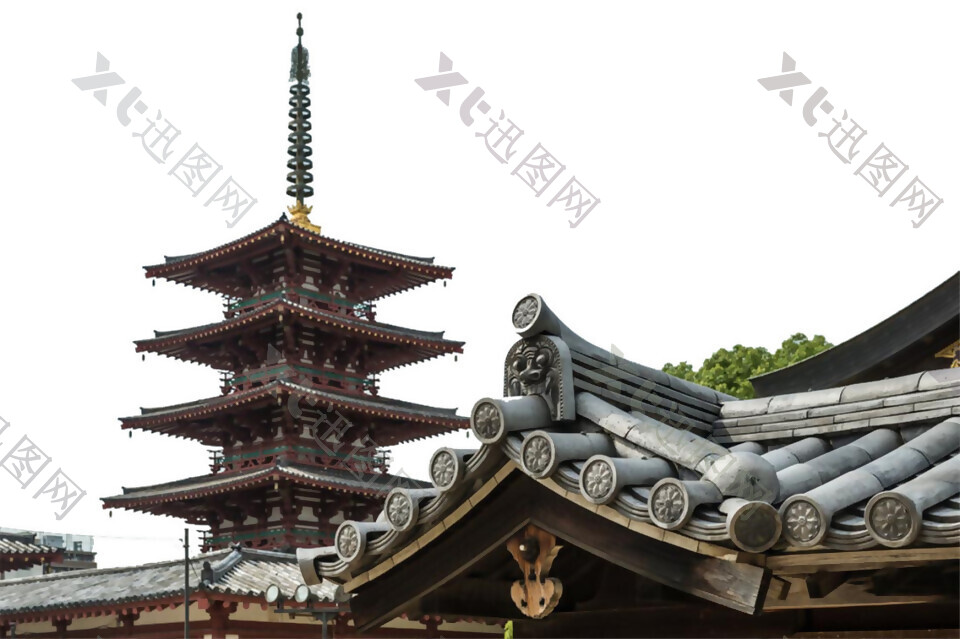 清新寺塔日本旅游装饰元素