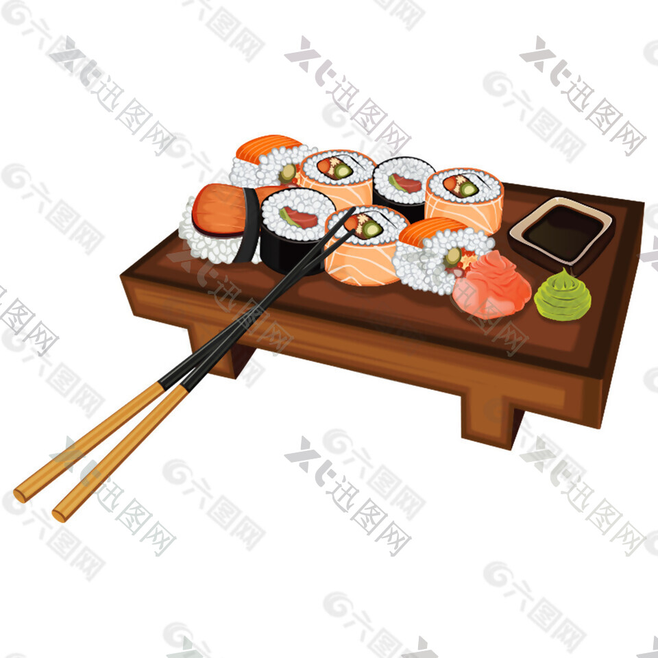 清新日式寿司桌料理美食装饰元素