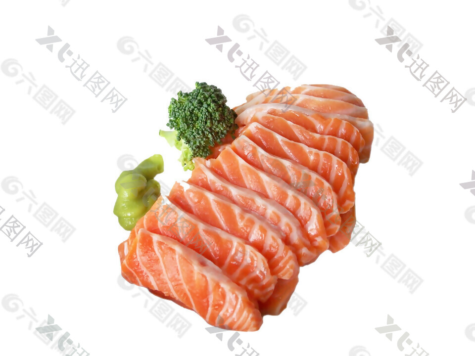 精致纹理分明三文鱼料理美食产品实物