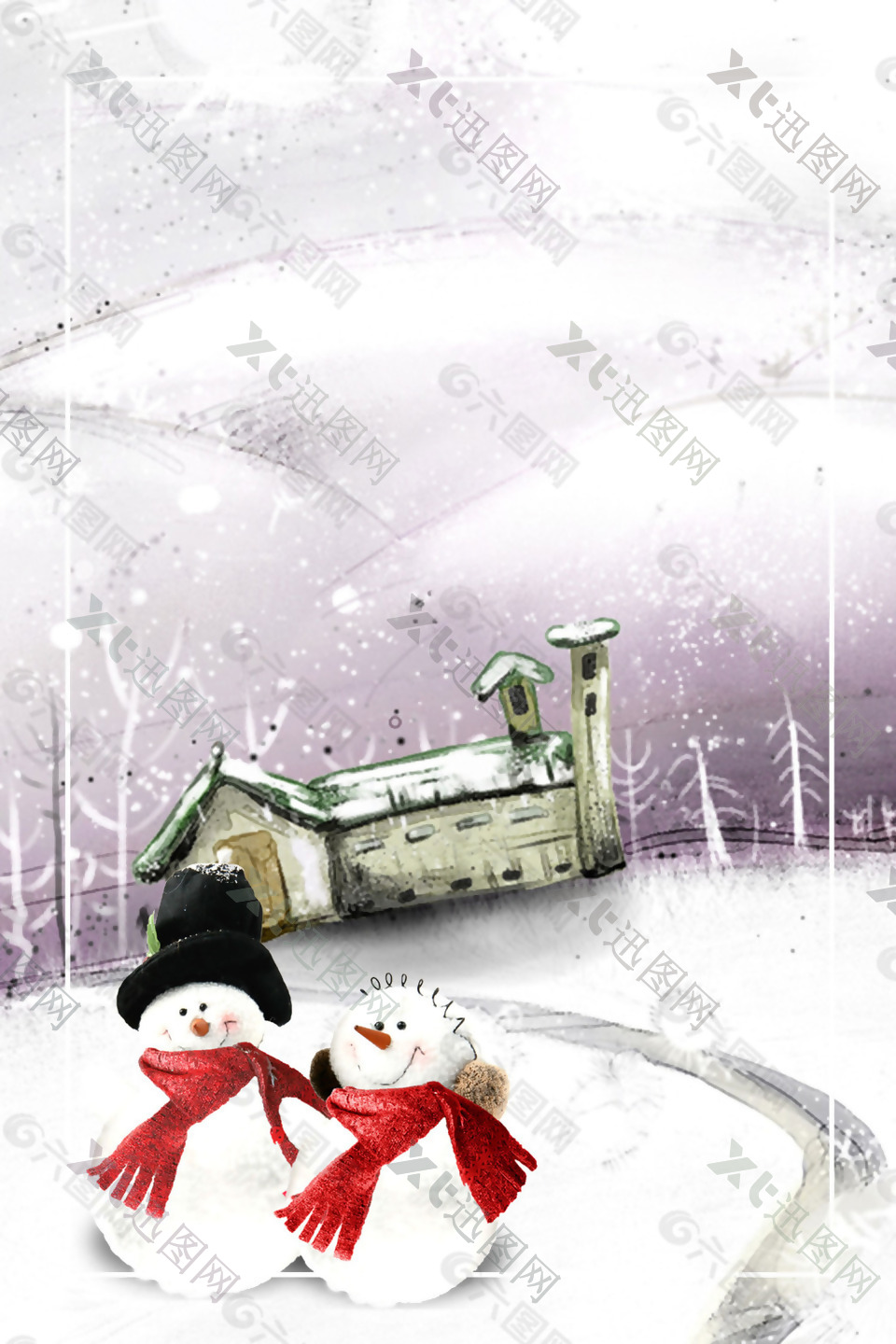 冬季雪人海报背景设计