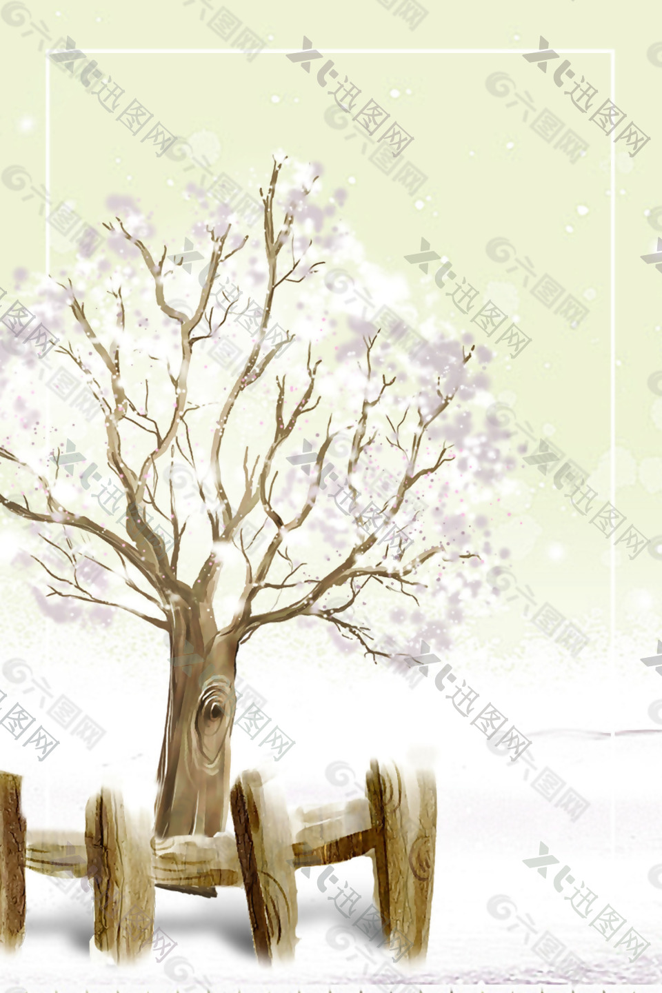 简约花朵树木冬季海报背景设计