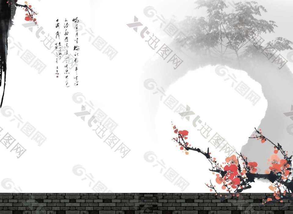 创意中国风山水海报背景设计