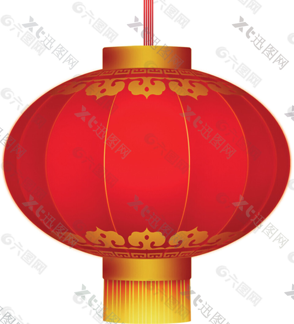 大红中式新年灯笼PNG元素