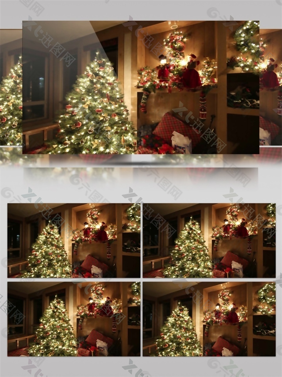 金色圣诞树圣诞节视频素材